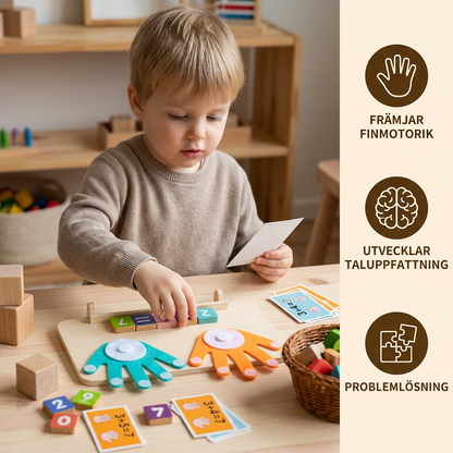 Montessori Sifferlärande Lektoy – Trä Fingerräkningsbräda för Barn