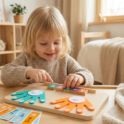 Montessori Sifferlärande Lektoy – Trä Fingerräkningsbräda för Barn