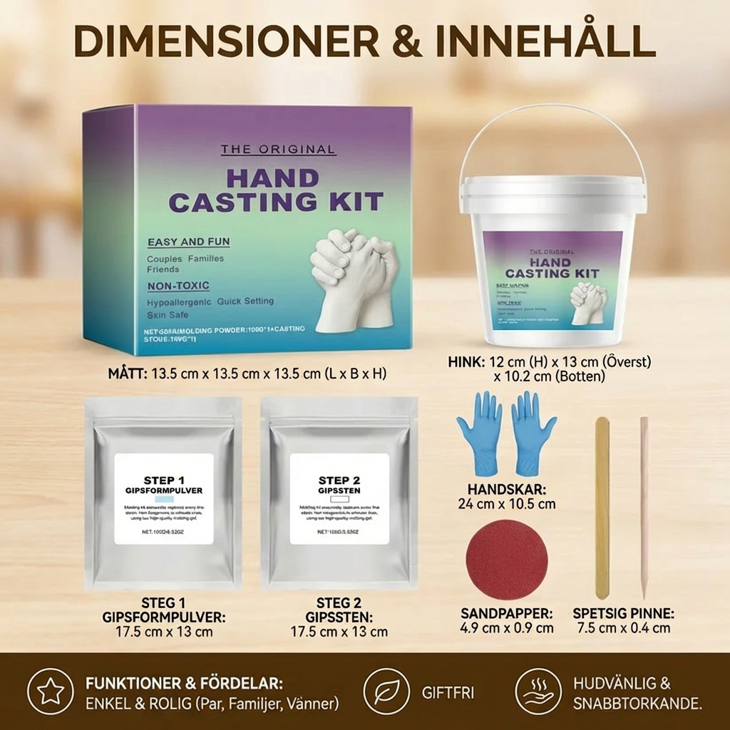 Handavtrycksset för familjer & par – 3D minnesset i gips