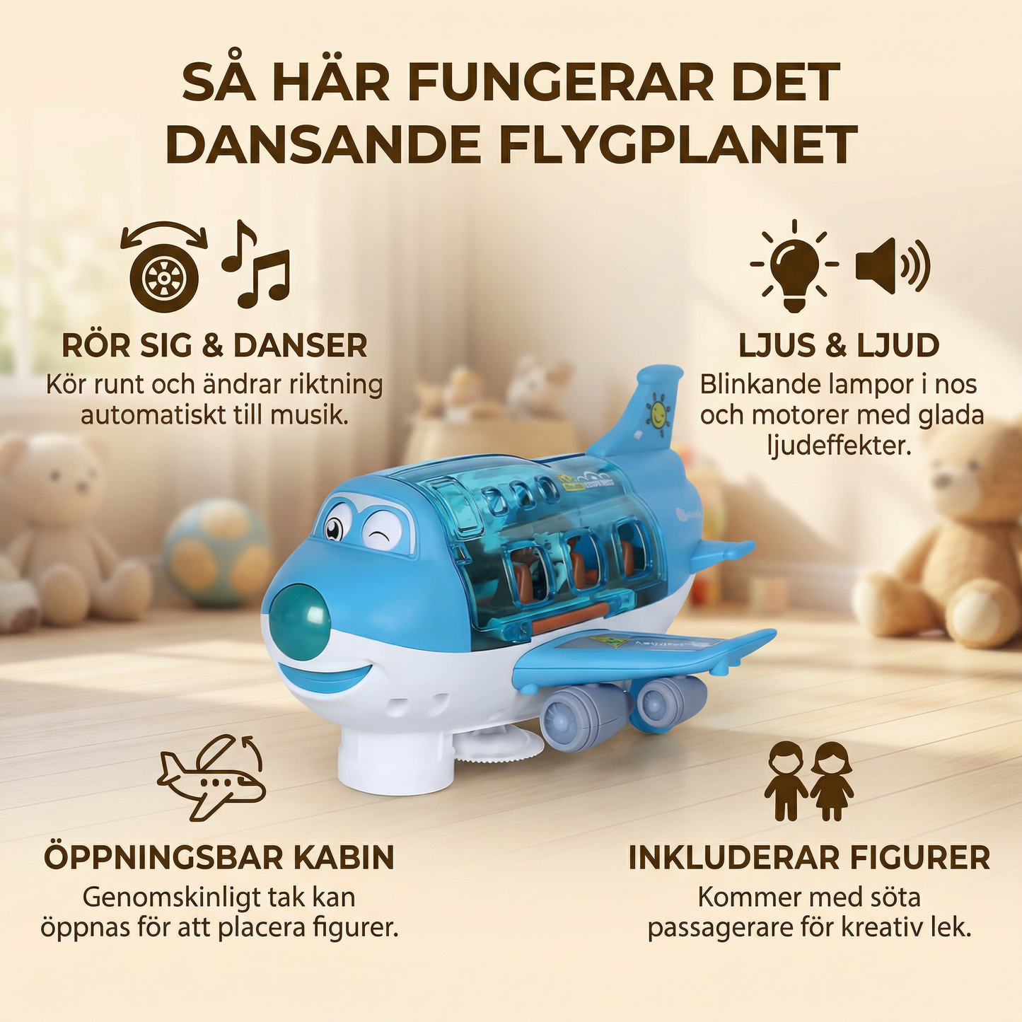 Roligt och dansande flygplansleksak