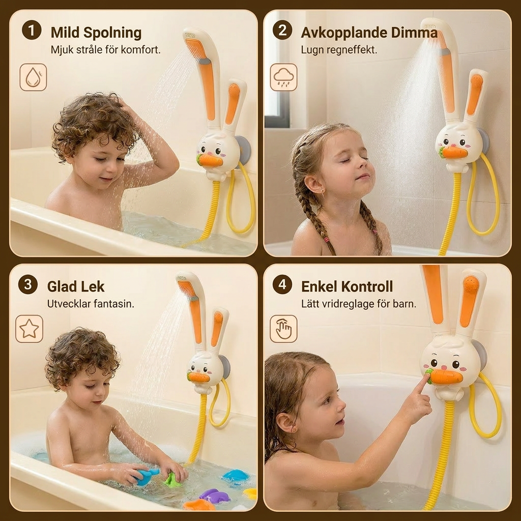 Baby Duschleksak med Kanindesign och Morotsduschhuvud