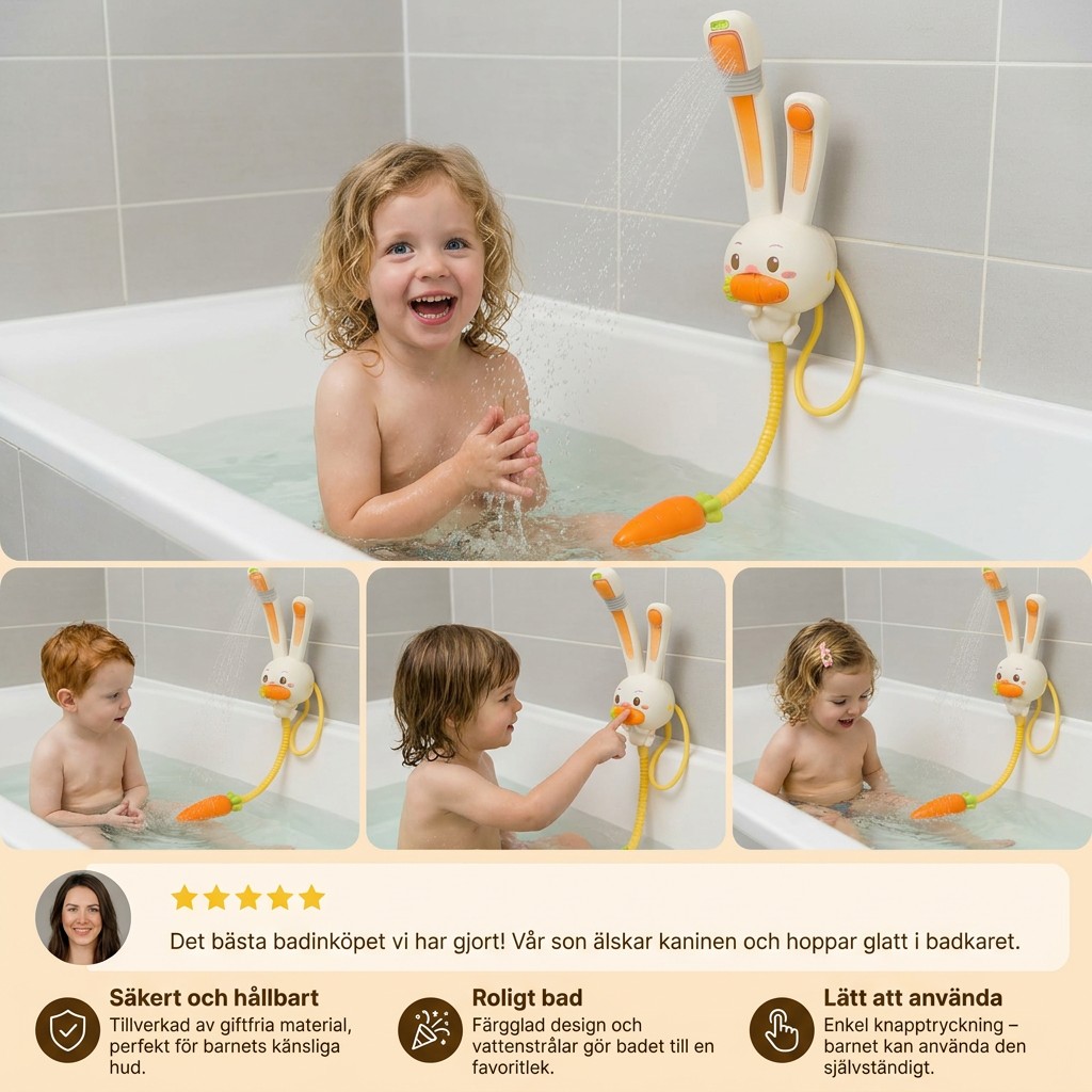 Baby Duschleksak med Kanindesign och Morotsduschhuvud