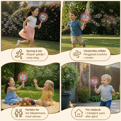 Bubbelstavset För Barn Med Vindkvarnsdesign För Utomhuslek