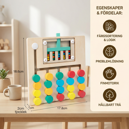 Fyrfärgs logiksorteringsspel i trä – Montessori lär- och tankespel för barn