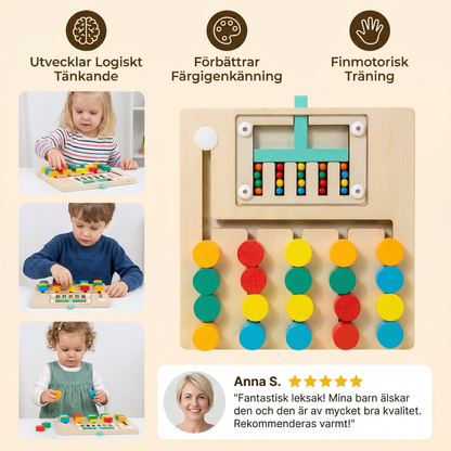 Fyrfärgs logiksorteringsspel i trä – Montessori lär- och tankespel för barn