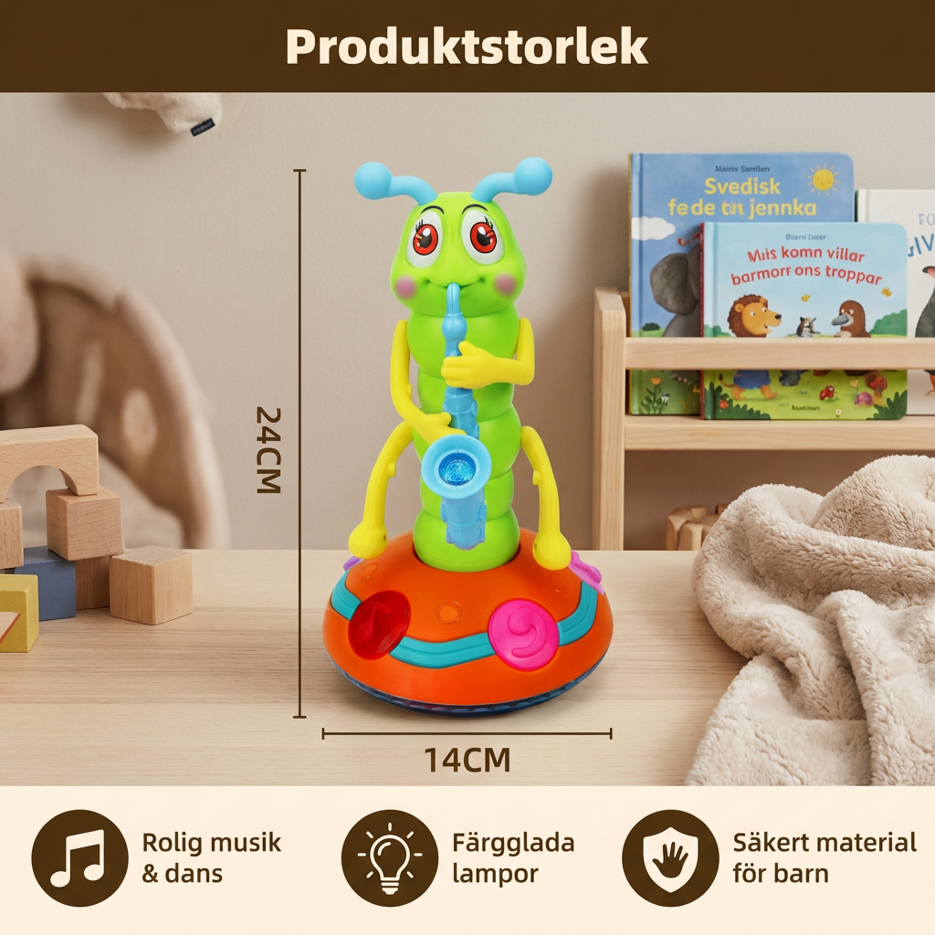 Dansande saxofon-larv leksak för barn