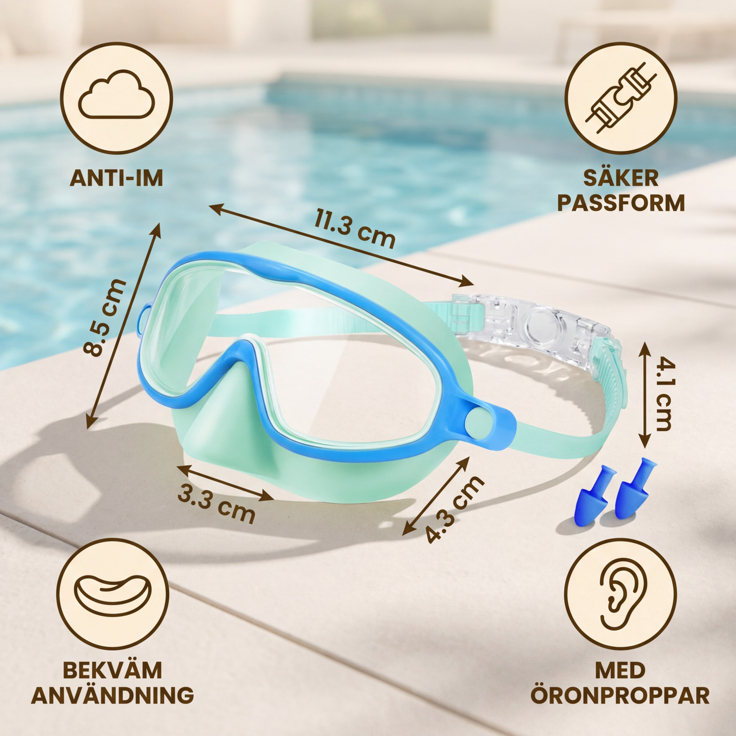 Praktiska Simglasögon för Barn – Anti-Fog, Säker Passform och Bekväm Användning