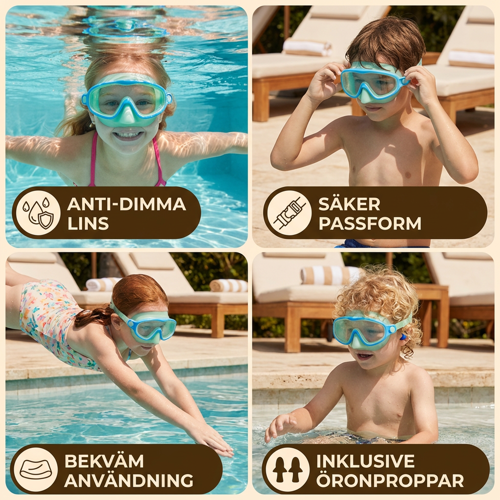 Praktiska Simglasögon för Barn – Anti-Fog, Säker Passform och Bekväm Användning