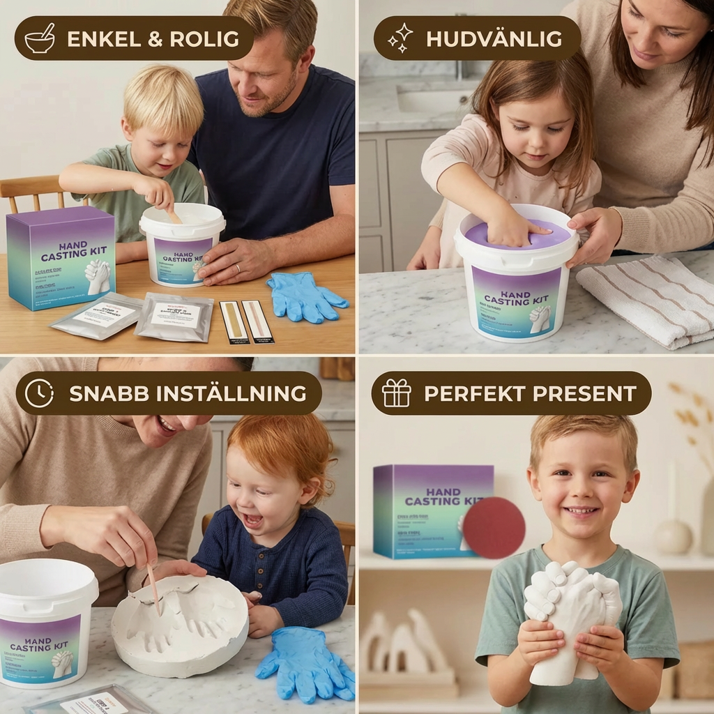 Handavtrycksset för familjer & par – 3D minnesset i gips