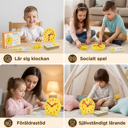 Lärklocka för Barn – Interaktivt Tidsinlärningsspel med Kort och Tärningar