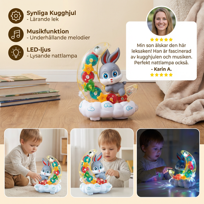 Lysande Månhare-Leksak – Transparent Kugghjulsdesign med Musik och LED-Ljus