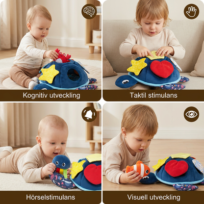 Montessori Sköldpaddans Aktivitetsleksak – Mjuk Sensorisk Lek för Barn
