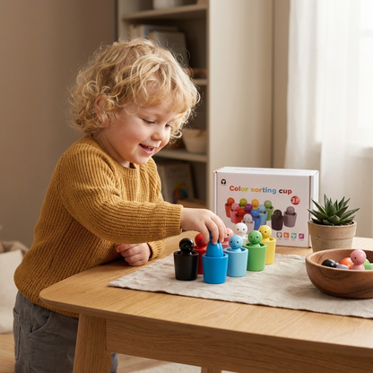 Montessori färgsorteringskoppar pedagogiskt leksak