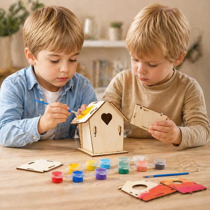 Färgglatt DIY Trädfågelhus Set för Barn – Måla & Bastu Set