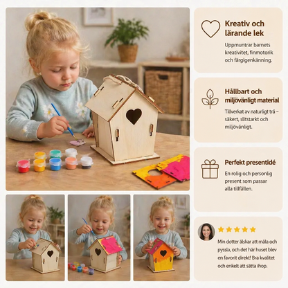 Färgglatt DIY Trädfågelhus Set för Barn – Måla & Bastu Set