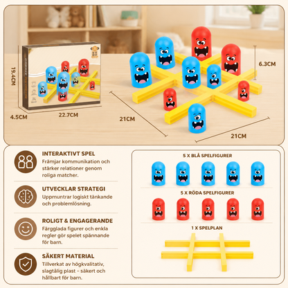 Monster Tic-Tac-Toe Brädspel för Barn – Roligt 2-Spelare Strategispel