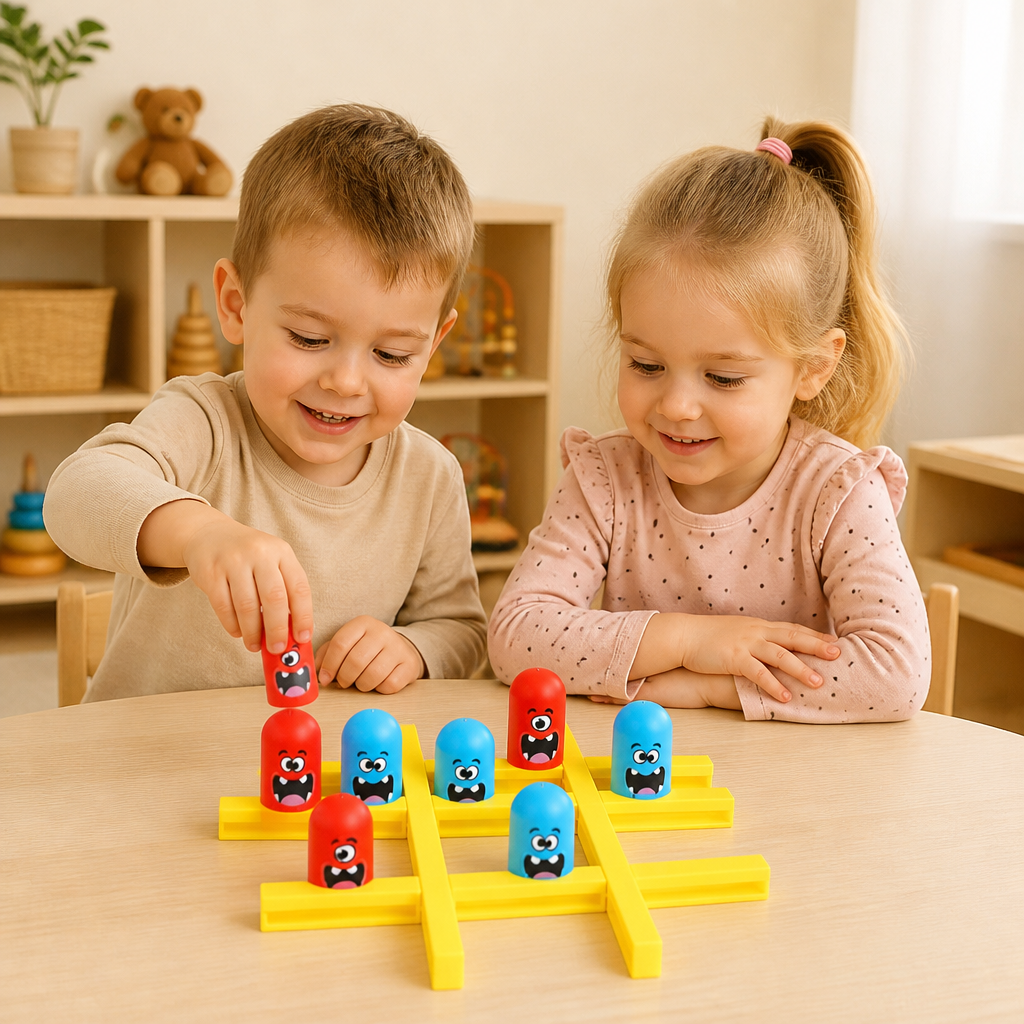 Monster Tic-Tac-Toe Brädspel för Barn – Roligt 2-Spelare Strategispel