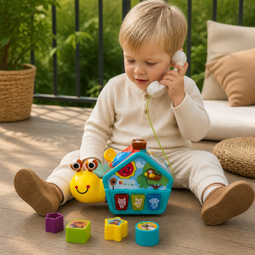 Baby Snail Lärande Leksak med Telefon, Formsorterare och Djurens Ljud