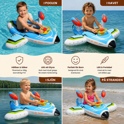 Inflatable Jet Fighter Pool Float med Säte & Styrhjul