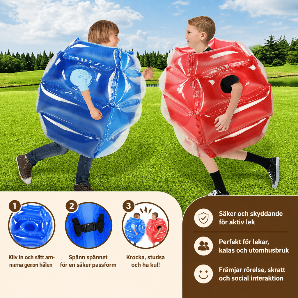Uppblåsbar Bumper Ball-Dräkt för Barn – Utomhusspel för 2 Spelare med Krocklek