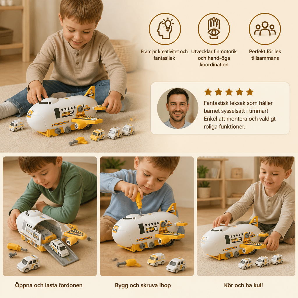 DIY-flygplanstransport med byggfordon – Lekset