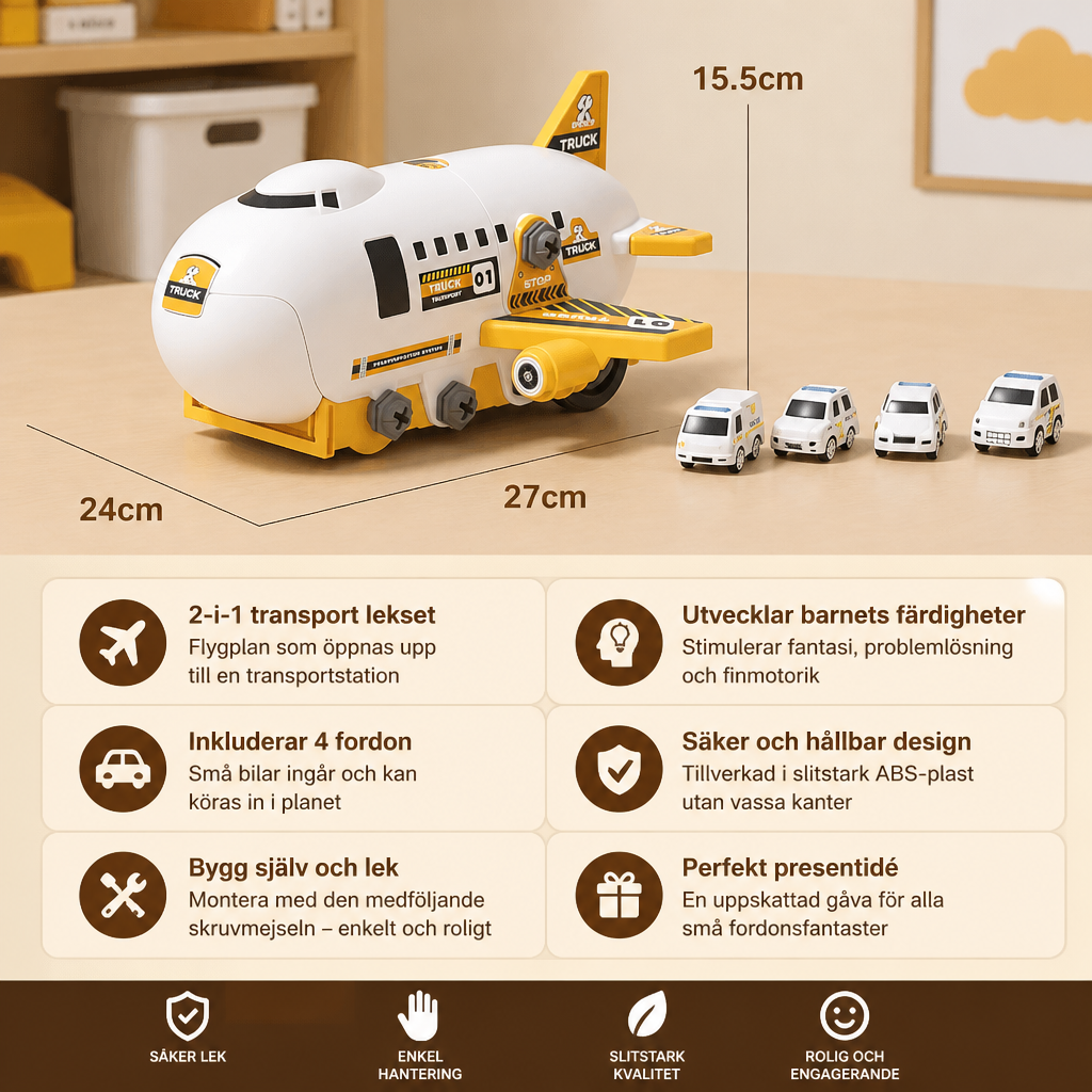 DIY-flygplanstransport med byggfordon – Lekset