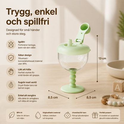 Spillsäker träningsmugg med sugrör för barn
