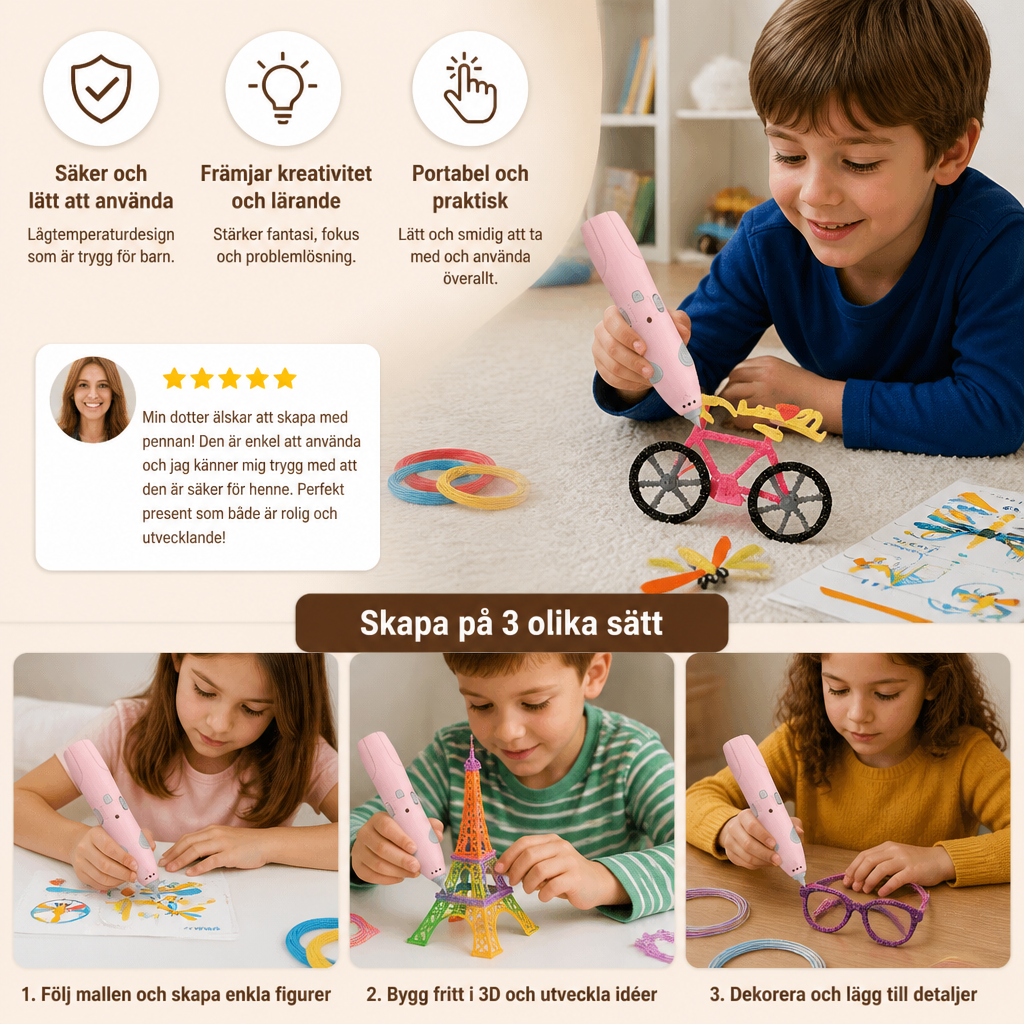 3D-Pennset Med Låg Temperatur För Barn – Säkert DIY-STEM-Ritset
