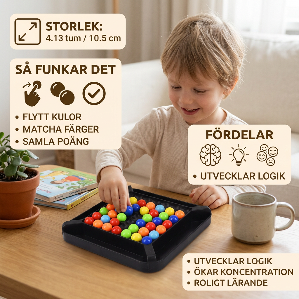 Färgmatchnings-logikspel – Interaktivt kulpussel för barn och vuxna