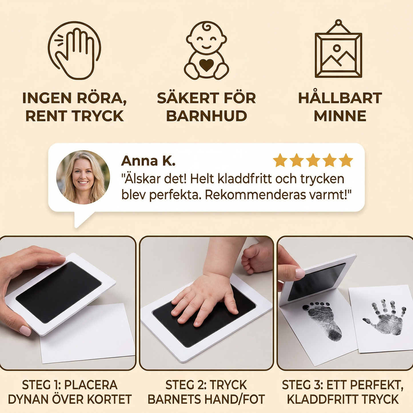 Baby Hand- och fotavtryckskit – minnesset för småbarn