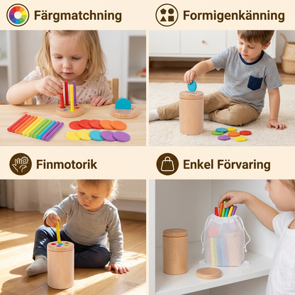 Montessori Träleksak för Barn – Färg- och Formsorteringsspel för Lärande
