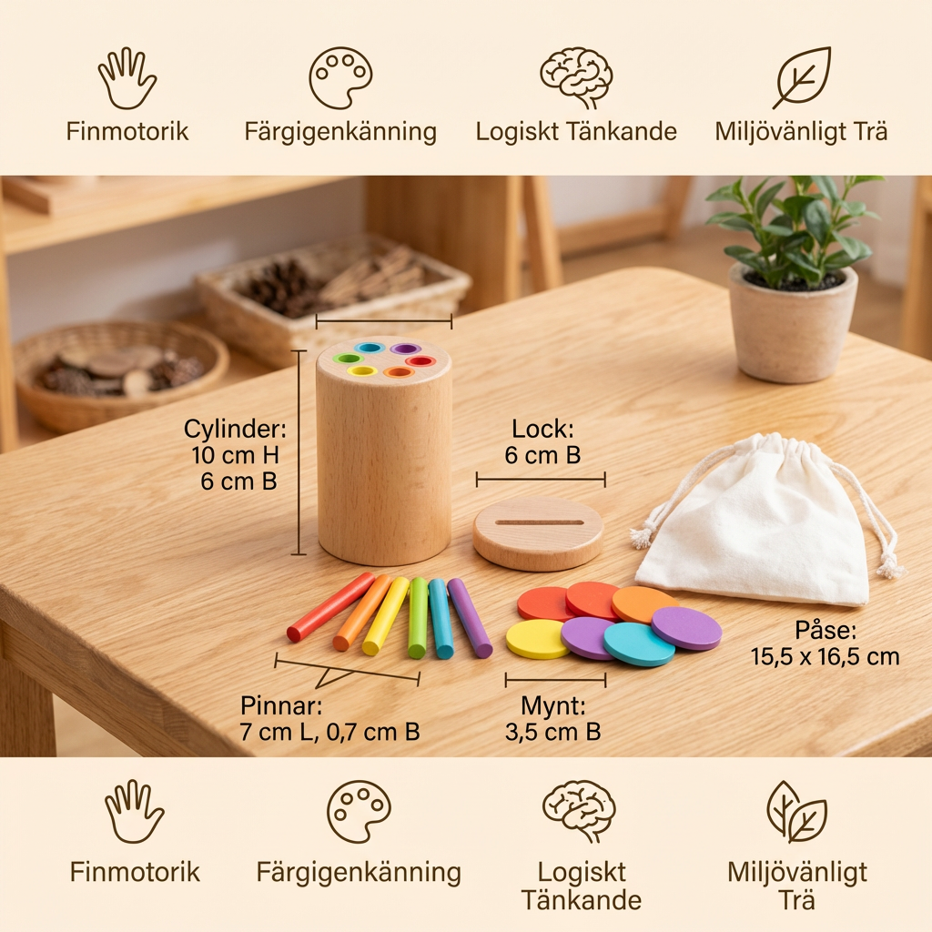 Montessori Träleksak för Barn – Färg- och Formsorteringsspel för Lärande