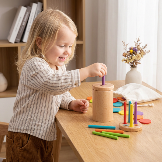 Montessori Träleksak för Barn – Färg- och Formsorteringsspel för Lärande