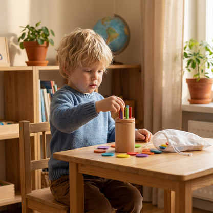 Montessori Träleksak för Barn – Färg- och Formsorteringsspel för Lärande