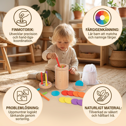 Montessori Träleksak för Barn – Färg- och Formsorteringsspel för Lärande