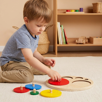 Montessori Träpussel Med Former – Pedagogisk Leksak För Sortering Av Geometri Och Färger För Barn