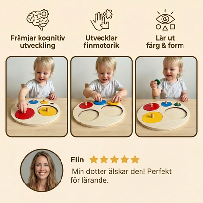 Montessori Träpussel Med Former – Pedagogisk Leksak För Sortering Av Geometri Och Färger För Barn