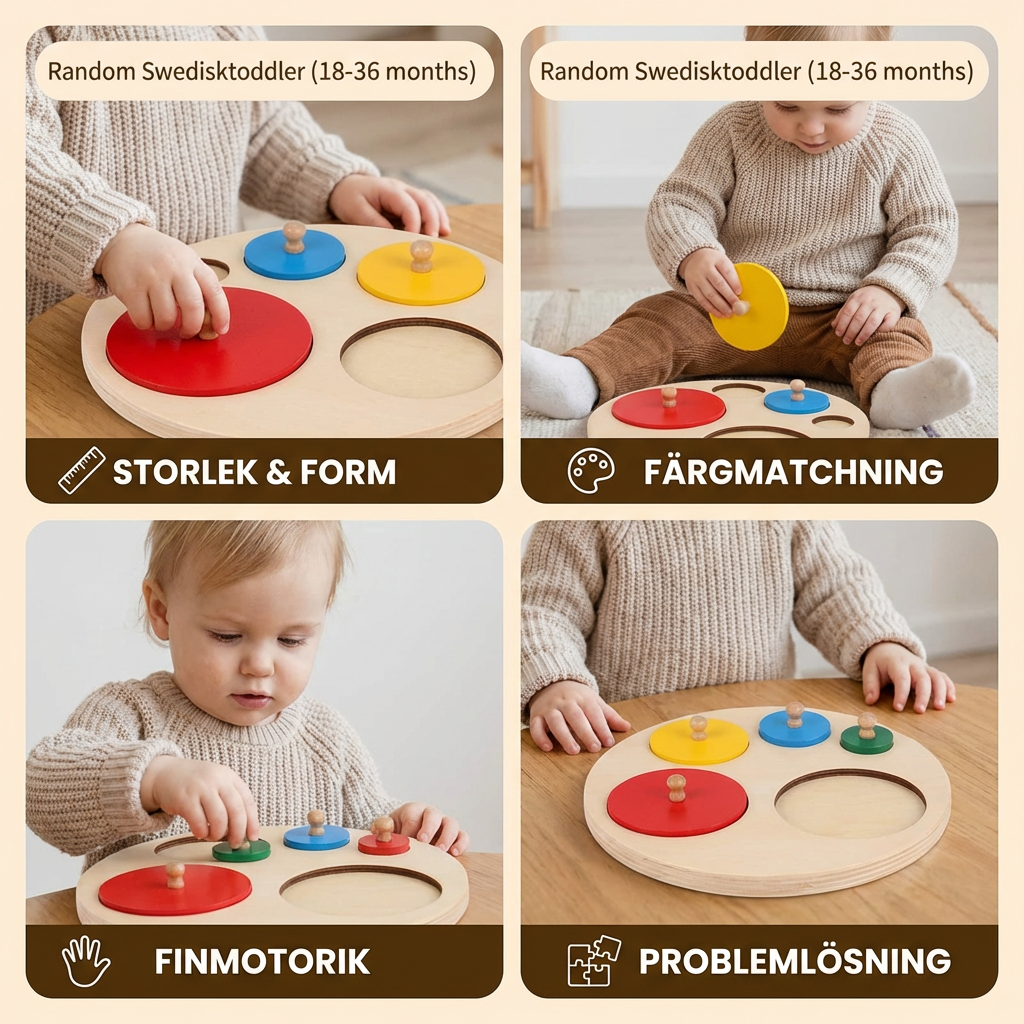 Montessori Träpussel Med Former – Pedagogisk Leksak För Sortering Av Geometri Och Färger För Barn
