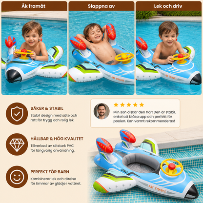 Inflatable Jet Fighter Pool Float med Säte & Styrhjul