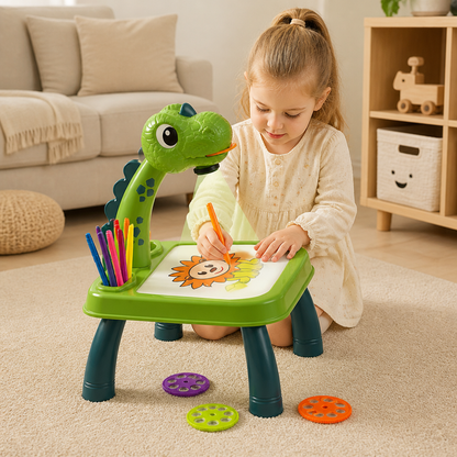 Dinosaurie Projektions Ritbord för Barn med Pennor och Musik