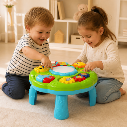 Baby Musikaktivitetstabell med Trumma, Kugghjul och Djurljud