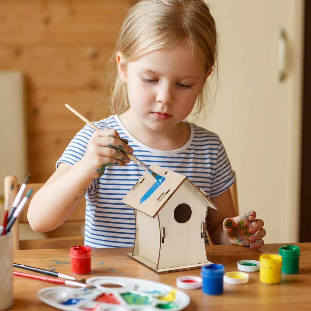 Färgglatt DIY Trädfågelhus Set för Barn – Måla & Bastu Set