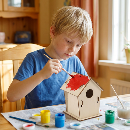 Färgglatt DIY Trädfågelhus Set för Barn – Måla & Bastu Set