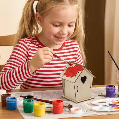 Färgglatt DIY Trädfågelhus Set för Barn – Måla & Bastu Set