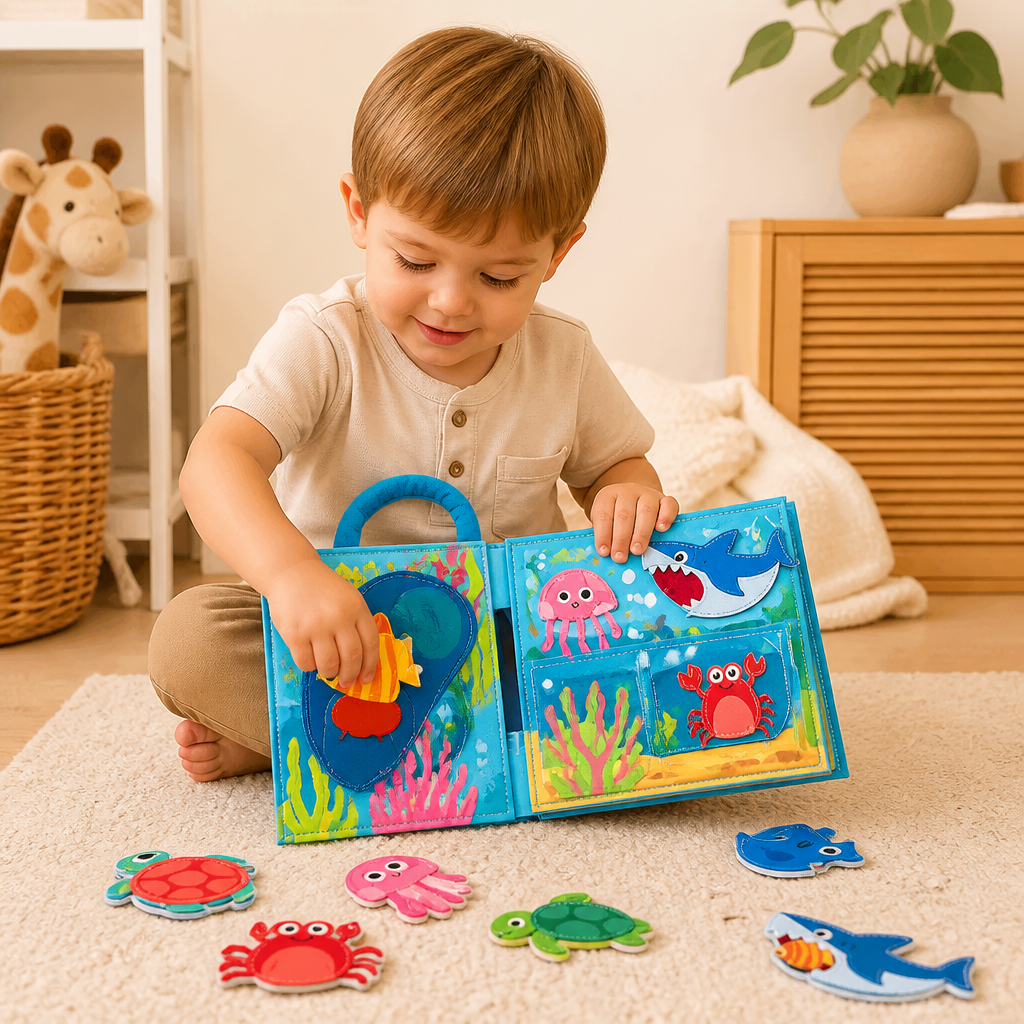 Montessori Känselbok Med Havsdjur För Lekfullt Lärande