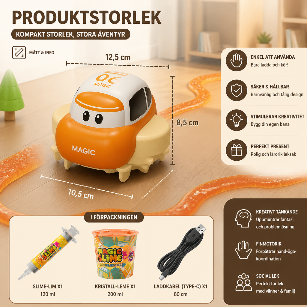 Magiskt Slime-Racerbaneset – DIY-Äventyr med Elbilar