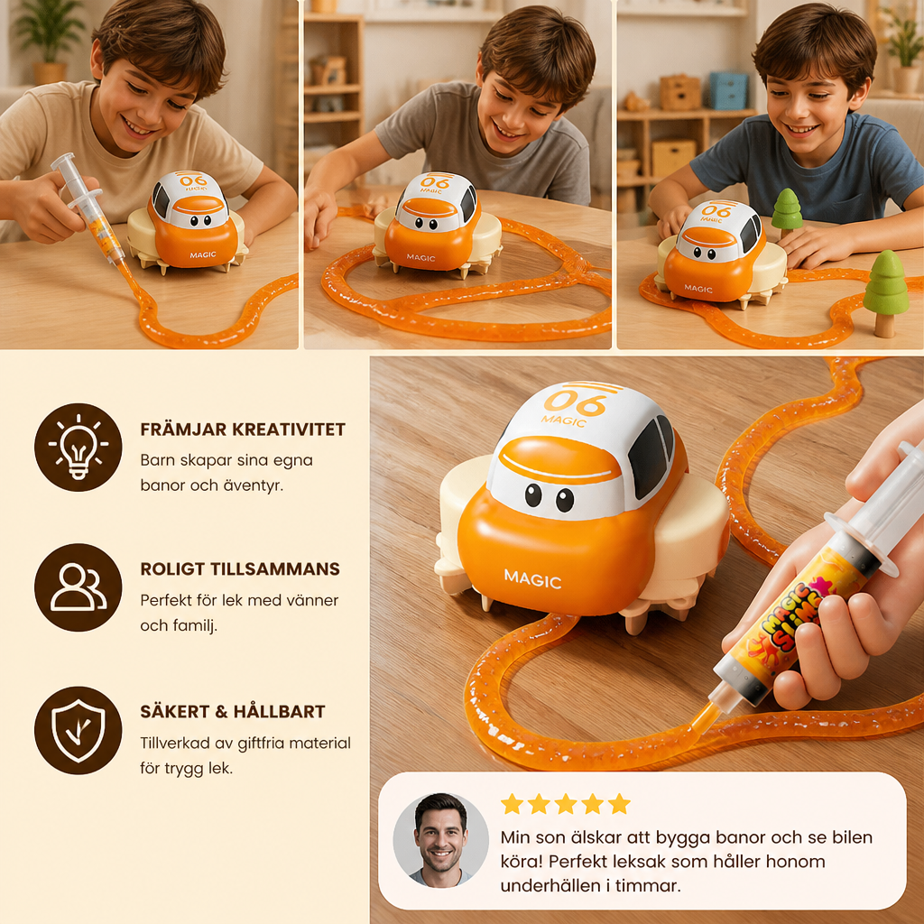 Magiskt Slime-Racerbaneset – DIY-Äventyr med Elbilar