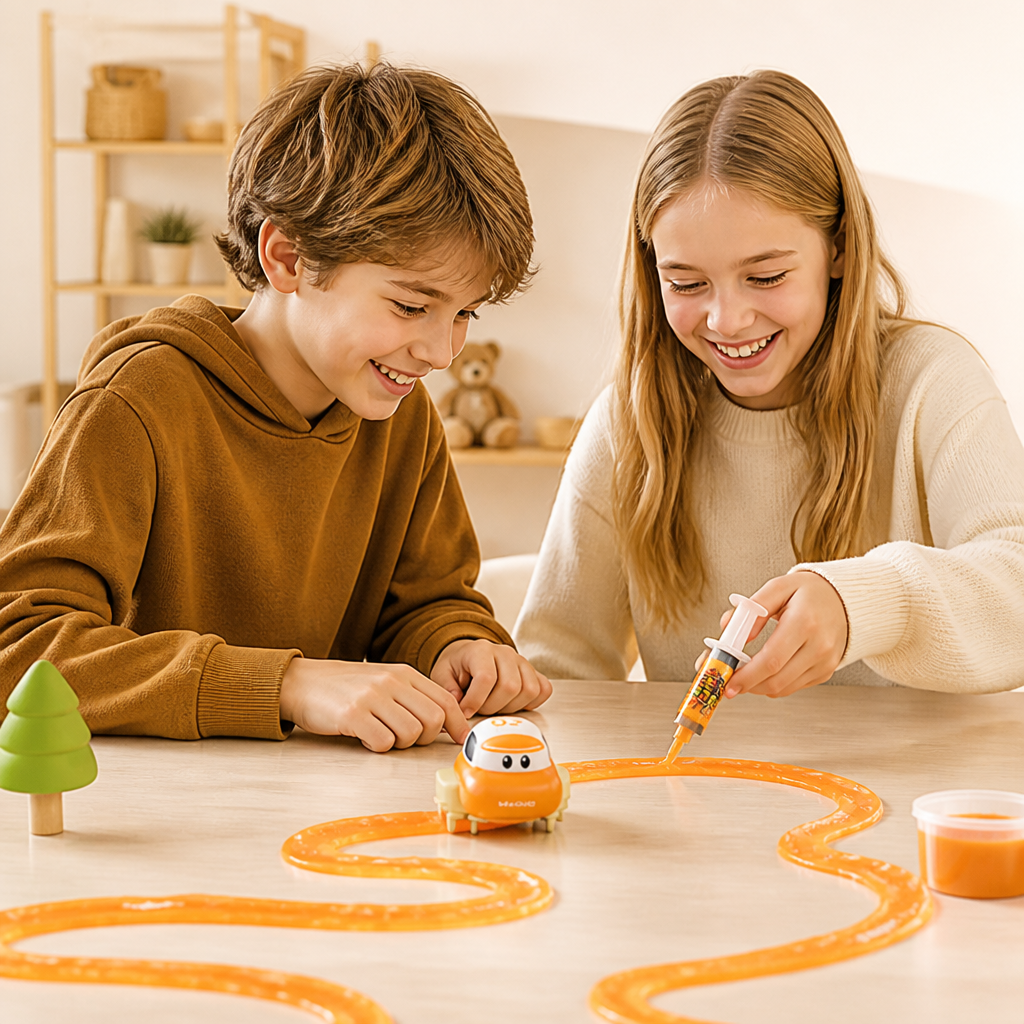 Magiskt Slime-Racerbaneset – DIY-Äventyr med Elbilar