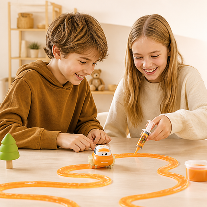 Magiskt Slime-Racerbaneset – DIY-Äventyr med Elbilar