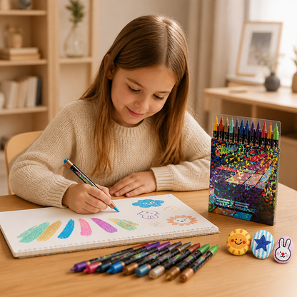 Glitter-Penselmarker Set – Glittrande Konstmarker Med Två Spetsar